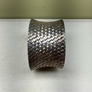 1.5” Wide Woven Pattern Sterling Silver 925 Cuff Bracelet
